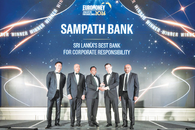 Sampath Bank recognised as Lanka’s Best Bank for Corporate Responsibility at Euromoney Awards